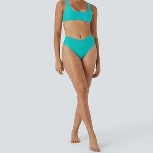 Halara sz X-Large Lake Blue Crossover Bikini Bottom Swimsuit New